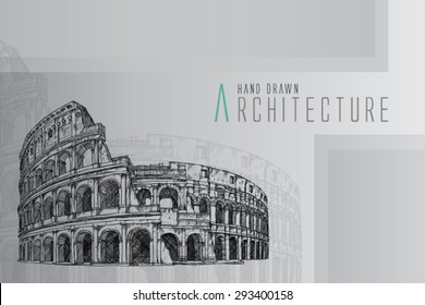 Coliseum hand drawn vector illustration isolated