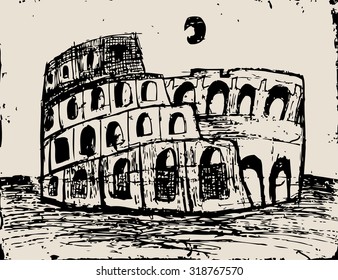 Coliseum  hand drawn  vector illustration