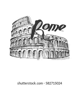 Coliseum hand drawn vector illustration isolated