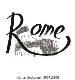 Coliseum hand drawn vector illustration isolated