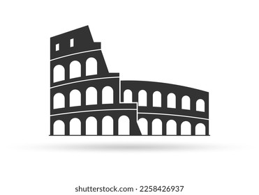 Coliseum icon. Colloseum logo. Rome symbol. Italy landscape design. Vector illustration.