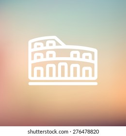 Coliseum icon thin line for web and mobile, modern minimalistic flat design. Vector white icon on gradient mesh background.