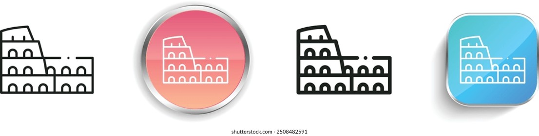 coliseum icon. Thin Linear, Regular and Button Style Design Isolated On White Background