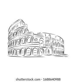 Coliseum , Italian travel, vector sketch illustration 