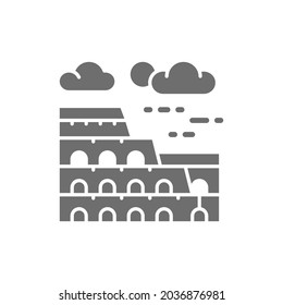 Coliseum, Italy, landmark grey icon. Isolated on white background