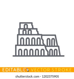 Coliseum Rome icon. Best tourist destinations in the world. Editable vector stroke set icons.