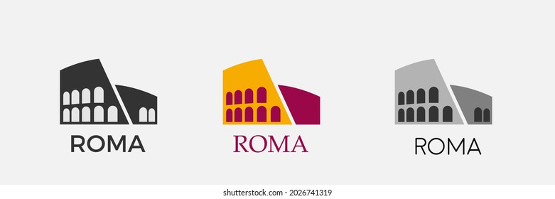 Coliseum, Rome. Italian Symbol. Set Of Abstract Vector Logo