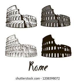 Coliseum in Rome, Italy. Colosseum hand drawn vector illustration isolated over white background sketch