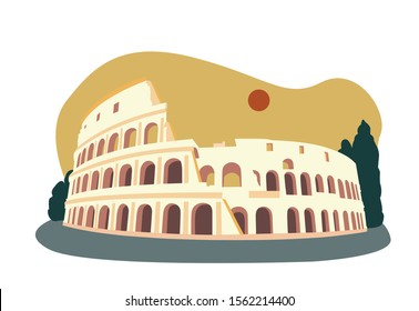 Coliseum in Rome, Italy. Colosseum vector illustration. Travel vector