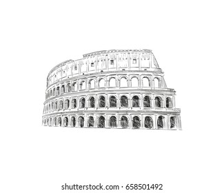 Coliseum. Rome. Italy. Hand drawn landmark sketch. Vector illustration.