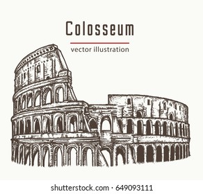 Coliseum In Rome, Italy Vector. Symbol Of Ancient Rome, Gladiator Fights 