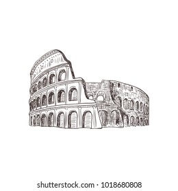 Coliseum, sight of Italy. Isolated on the white background.