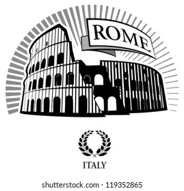 Coliseum. Vector illustration in the engraving style