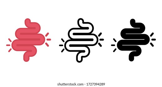 Colitis. Gut Constipation Icon. Abdominal, Bloating Vector. Stomach. Gastroenterology For Medical Design.  Health Care Vector Graphics