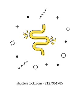 Colitis vector de icono. Icono de estreñimiento del intestino amarillo con formas geométricas sobre fondo blanco. Efecto de salpicadura del concepto de negocio Stomach. Vector