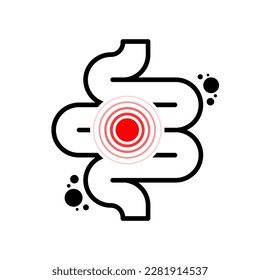 Colitis. Stomach. Gut constipation, Abdominal and bloating vector. Gastroenterology for medical. Health care concept. Vector illustration.