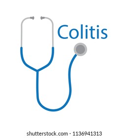 colitis word and stethoscope icon- vector illustration
