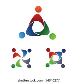 Collaborate concept. Team Partnership & Unity Symbol Set. Social Network Logo.