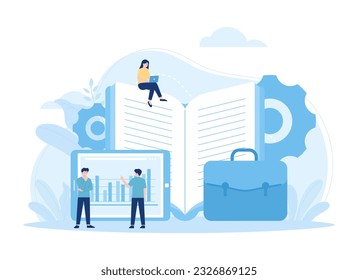 Collaborate to improve data analysis trending concept flat illustration