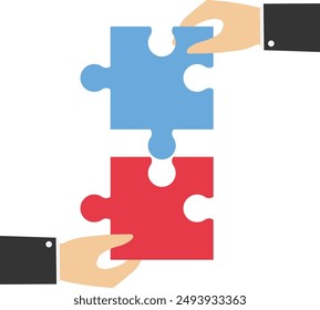 Collaborate with puzzles create connections, Vector illustration in flat style

