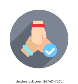 Colaborar ícone de cor arredondada mini ícone de ilustração. Use Para Conceitos Modernos, Impressão, Ui, Kit Ux, Desenvolvimento De Web E Aplicativos. Vetor Relacionado A Escritório, Educação, Exame E Muito Mais