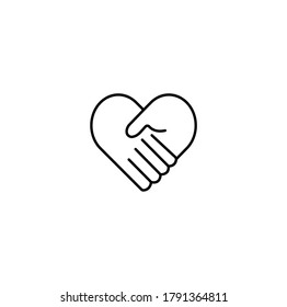 Collaborate, teamwork, handshake simple thin line icon vector illustration