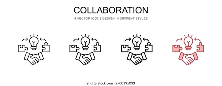 Collaboration in 4 different styles vector illustration