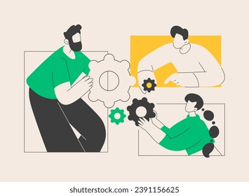 Collaboration abstract concept vector illustration. Working team collaboration, enterprise cooperation, colleagues mutual assistance, business meeting, effective communication abstract metaphor.