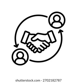 Ilustração do Vetor da Linha do Ícone do Acordo de Colaboração