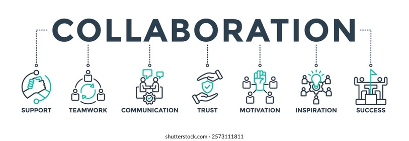 Collaboration banner web icon vector illustration concept for team management