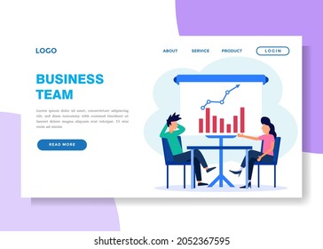 Colaboración entre 2 creativos empresarios sentados a la mesa, beneficios para el negocio y éxito. Ilustración vectorial del estilo de diseño plano.
