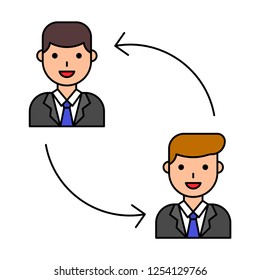 Collaboration between businessman vector, filled design editable outline icon