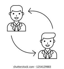 Collaboration between businessman vector illustration, line design icon