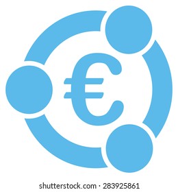 Collaboration from BiColor Euro Banking Icon Set. Vector style: flat, blue symbol, rounded angles, white background.