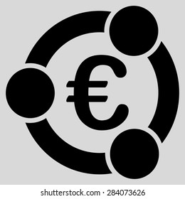 Collaboration from BiColor Euro Banking Icon Set. Vector style: flat, black symbol, rounded angles, light gray background.