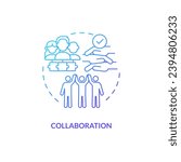 Collaboration blue gradient concept icon. Community change. Share ideas. Effective solution. Collective action. Team spirit abstract idea thin line illustration. Isolated outline drawing
