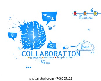 Collaboration brain creative concept vector illustration