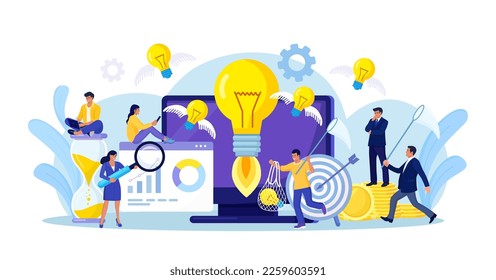 Collaboration, brainstorming. Creative people meeting. Search business ideas. Finding solutions to tasks, businessmen share innovation to launch new idea. Startup project process, teamwork