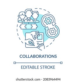 Collaboration business concept icon. Boosting small business with colleagues. Partnership development abstract idea thin line illustration. Vector isolated outline color drawing. Editable stroke