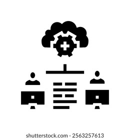 collaboration cloud computing glyph icon vector. collaboration cloud computing sign. isolated symbol illustration