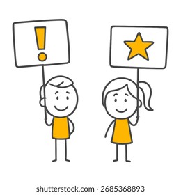 Collaboration and Communication Message Transmission with Exclamation Mark and Star Symbols.