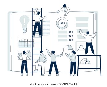 Collaboration concept. Creative teamwork, people collaborate plan. Dashboard development network, innovation business analytics recent vector scene