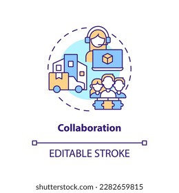 Collaboration concept icon. Logistics organizations. Disruption action plan abstract idea thin line illustration. Isolated outline drawing. Editable stroke. Arial, Myriad Pro-Bold fonts used