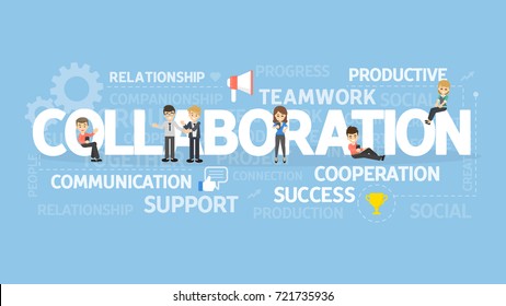 Collaboration concept illustration. Idea of success, teamwork and cooperation.