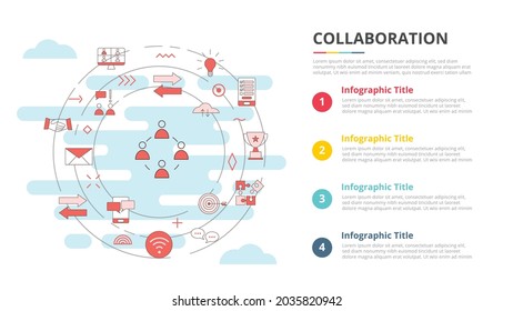 collaboration concept for infographic template banner with four point list information