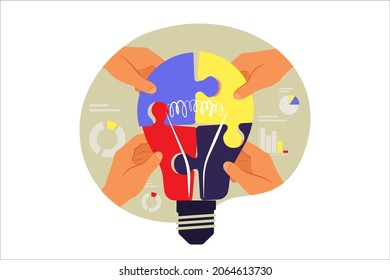 Concepto de colaboración. Símbolo de trabajo en equipo, cooperación, asociación. Ilustración vectorial. Plano.