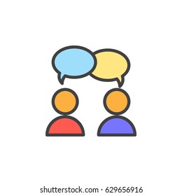 Collaboration, conversation filled outline icon, line vector sign, linear colorful pictogram. Chat, forum symbol, logo illustration. Pixel perfect