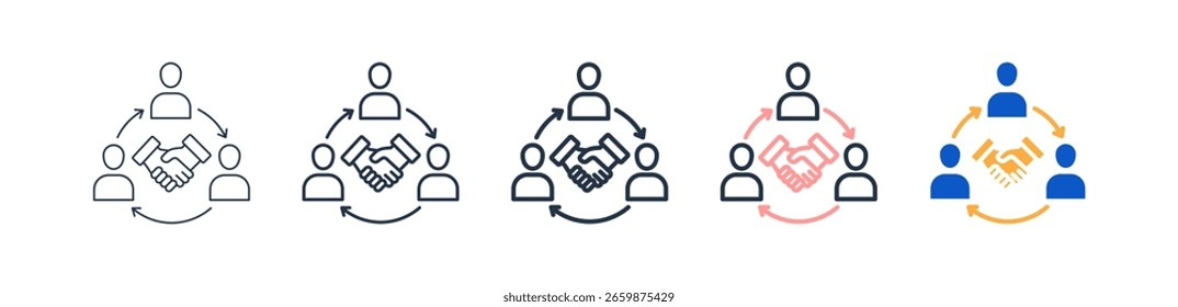 Colaboración diferentes iconos de estilo establecen la Ilustración vectorial.