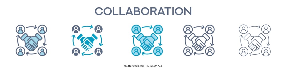 Collaboration Element für Design Graphic - Multi Styles. Vektorgrafik von zwei farbigen und schwarzen. Mehrere Icons Designs können für Mobile, UI, Web verwendet werden
