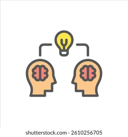 collaboration filled outline icon. idea color line illustration.